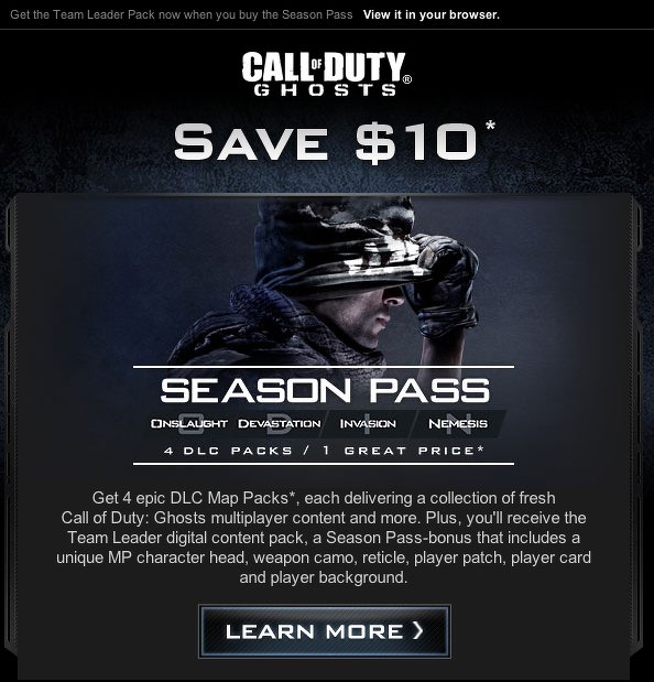 Activision подготовит четыре дополнения для Call of Duty: Ghosts - Изображение 1 Activision подготовит четыре дополнения для Call of Duty: Ghosts - Изображение 1
