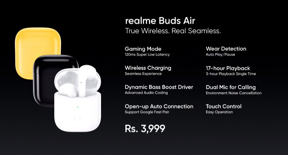 Беспроводные наушники Realme Buds Air с шупомодавлением стоят 3500 рублей и похожи на AirPods | SE7EN.ws - Изображение 0